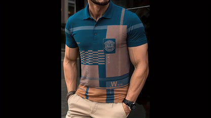 Herren Poloshirt mit modernem Grafikmuster und klassischem Kragen – Stilvolles Kurzarmshirt für Alltag und Freizeit