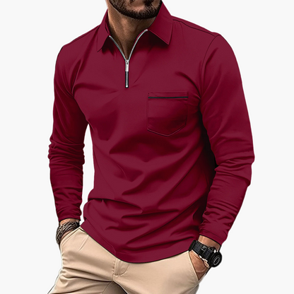 Elegantes Herren-Langarmshirt mit Reißverschluss – Sportlicher Business-Look