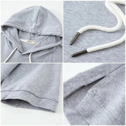 Damen Kurzarm Hoodie Lässig Streetwear Kapuzenpullover – Bequemer Freizeit Look