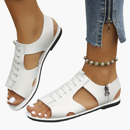 Damen Sandalen mit Reißverschluss – Modische Sommerschuhe im Casual-Look, Offene Zehen, Bequem für Alltag & Freizeit