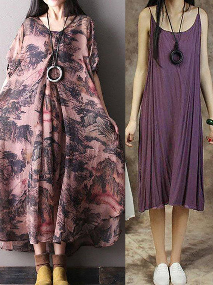 Damen Sommerkleid Locker Lässig Ärmellos Freizeitkleid Plus Size