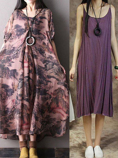 Damen Sommerkleid Locker Lässig Ärmellos Freizeitkleid Plus Size