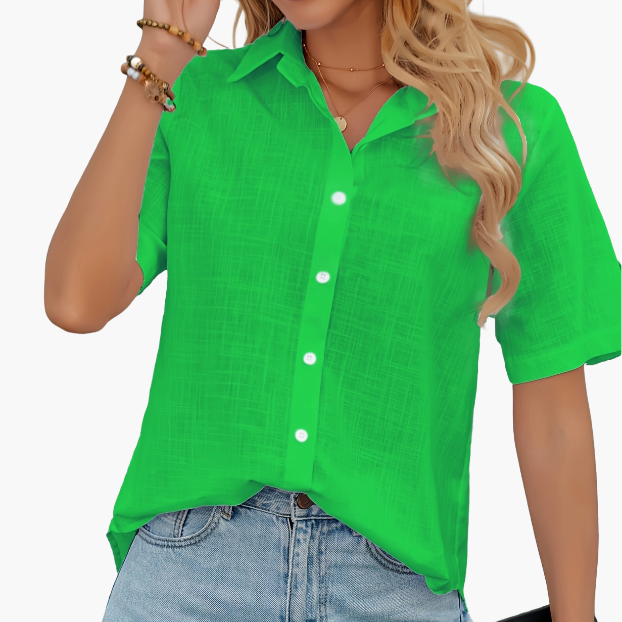 Damen Sommerbluse im Casual-Style mit Herzmuster – Perfekt für Alltag und Urlaub