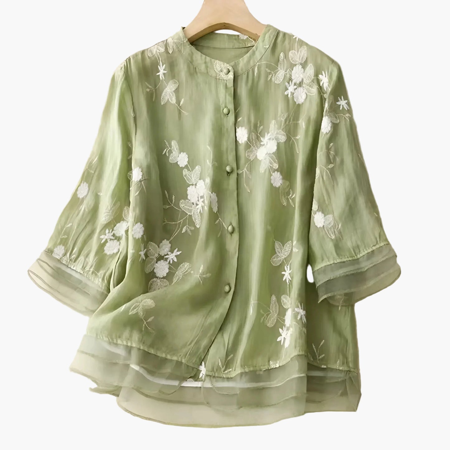 Damen Bluse mit floraler Stickerei und lockerem Schnitt – Elegante Freizeitmode