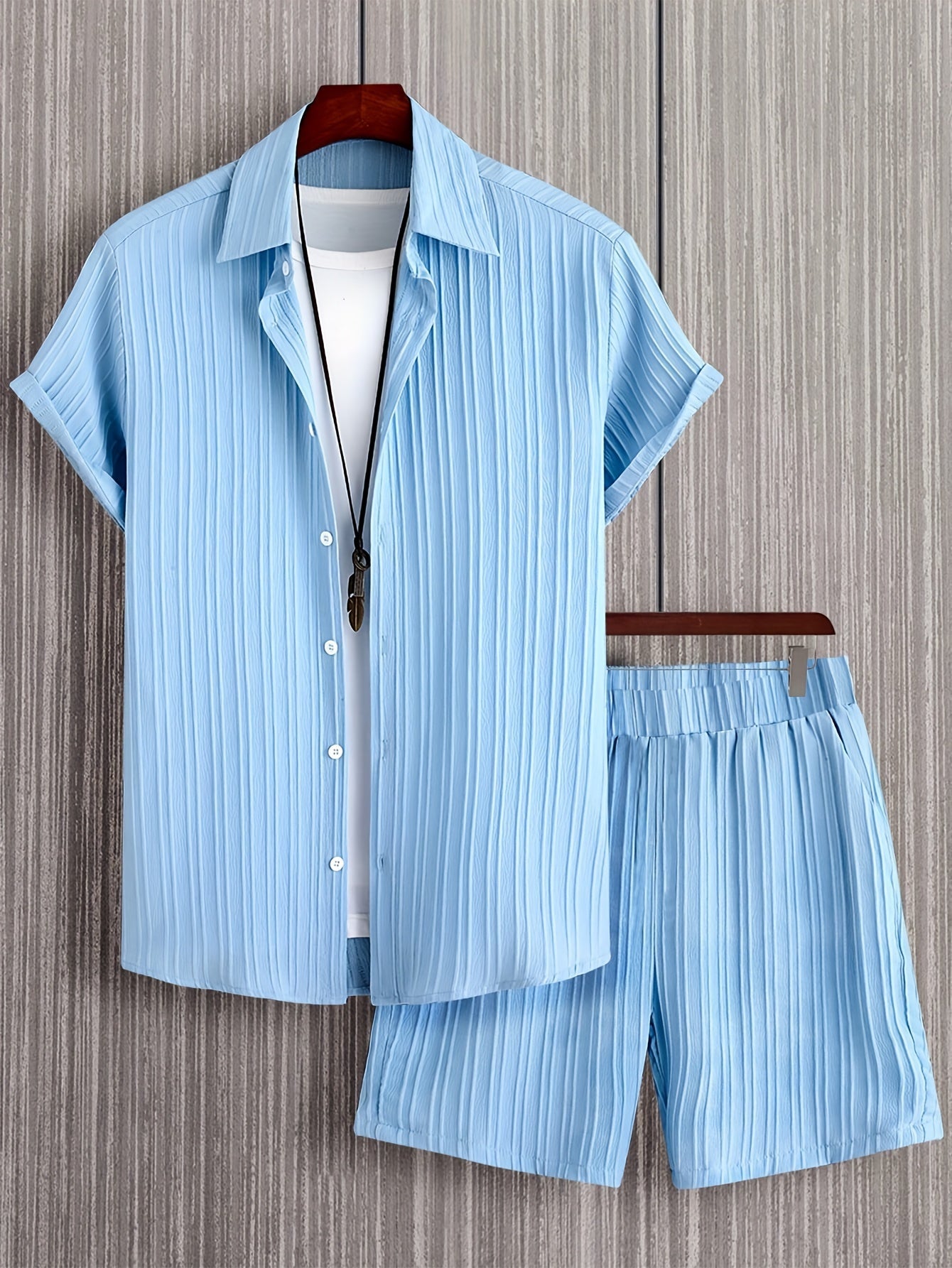 Herren Sommer Freizeit Set – Kurzarm Hemd und Shorts, Modernes Lounge Outfit für Alltag & Urlaub