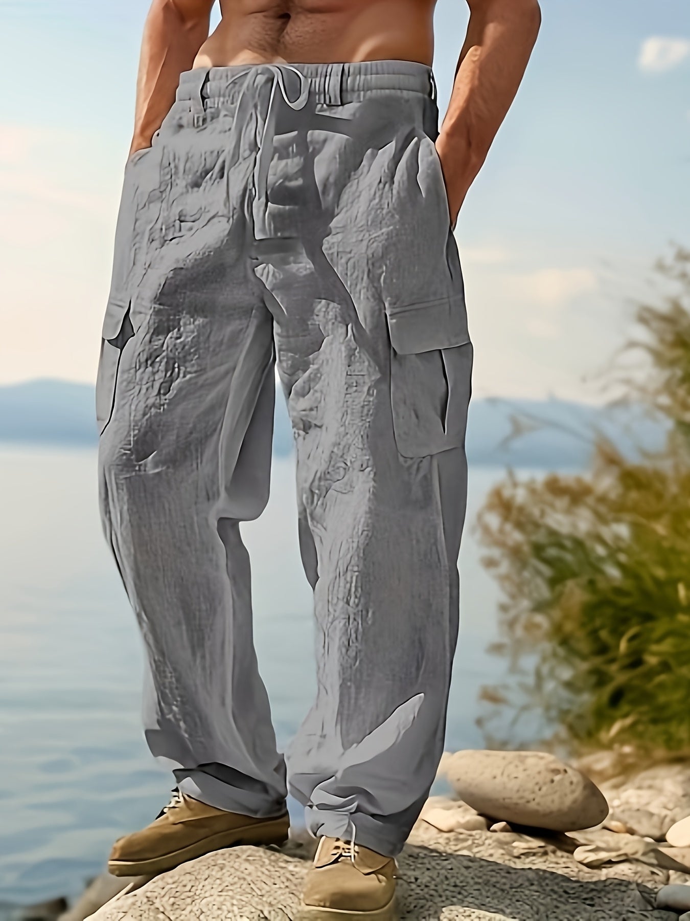 Herren Cargo-Loungehose mit weitem Schnitt und Kordelzug – Entspannte Freizeithose für Outdoor & Alltag