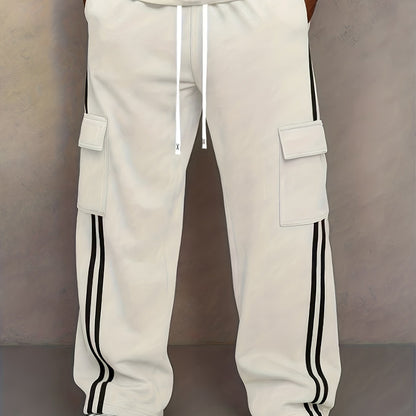 Herren Cargo Jogginghose mit Streifen und Taschen – Streetwear Style, Sportlich & Lässig