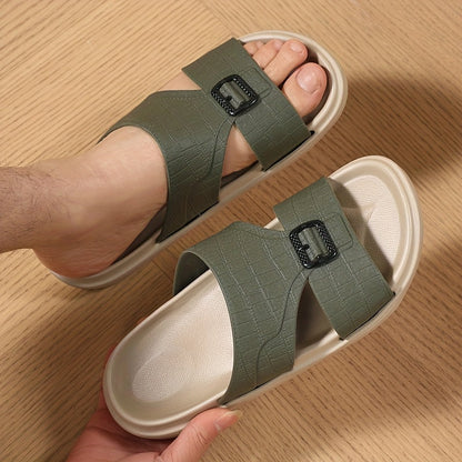 Herren Komfort-Slides mit Schnallen und modernem Design – Stilvolle Freizeitsandalen für Alltag und Freizeit