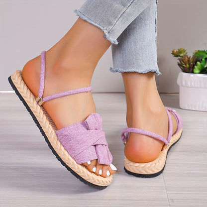 Damen Sommer Sandalen mit Schleife und Knöchelriemen – Modische Freizeitschuhe für Alltag und Urlaub