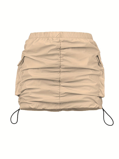 Damen Utility Minirock mit Kordelzug und Cargo-Taschen – Moderner Streetstyle