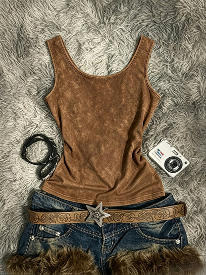 Damen Vintage Tanktop mit Spiral-Print – Retro Style für Festivals und Freizeit
