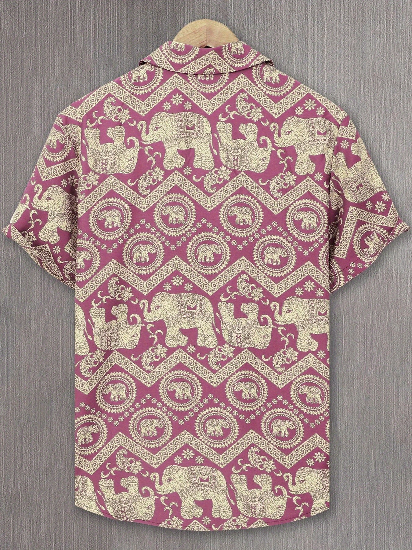 Herren Resort Hemd mit Elefanten- und Mandala-Muster, Kurzarm, Freizeit Stil