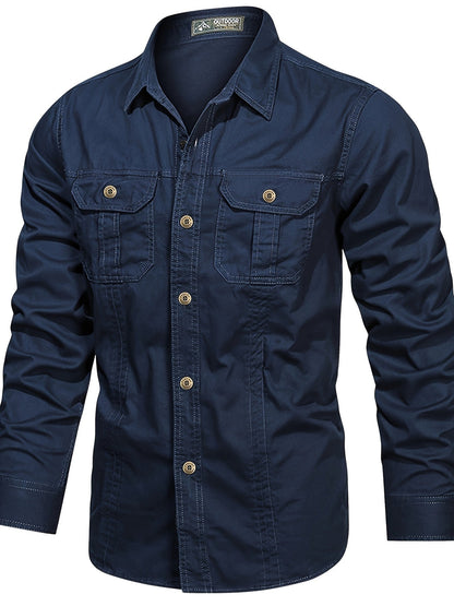 Herren Outdoor-Freizeithemd im Utility-Stil – Langarm, Casual, ideal für Abenteuer und Alltag