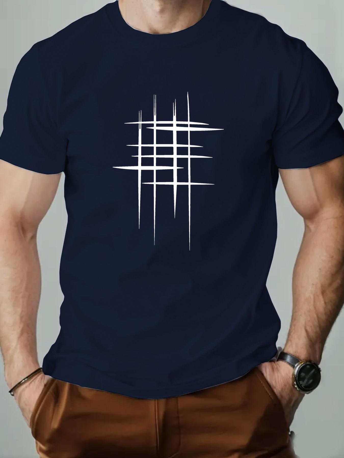 Herren Grafik T-Shirt mit modernem Linien-Design – Lässiges Statement für Alltag und Freizeit