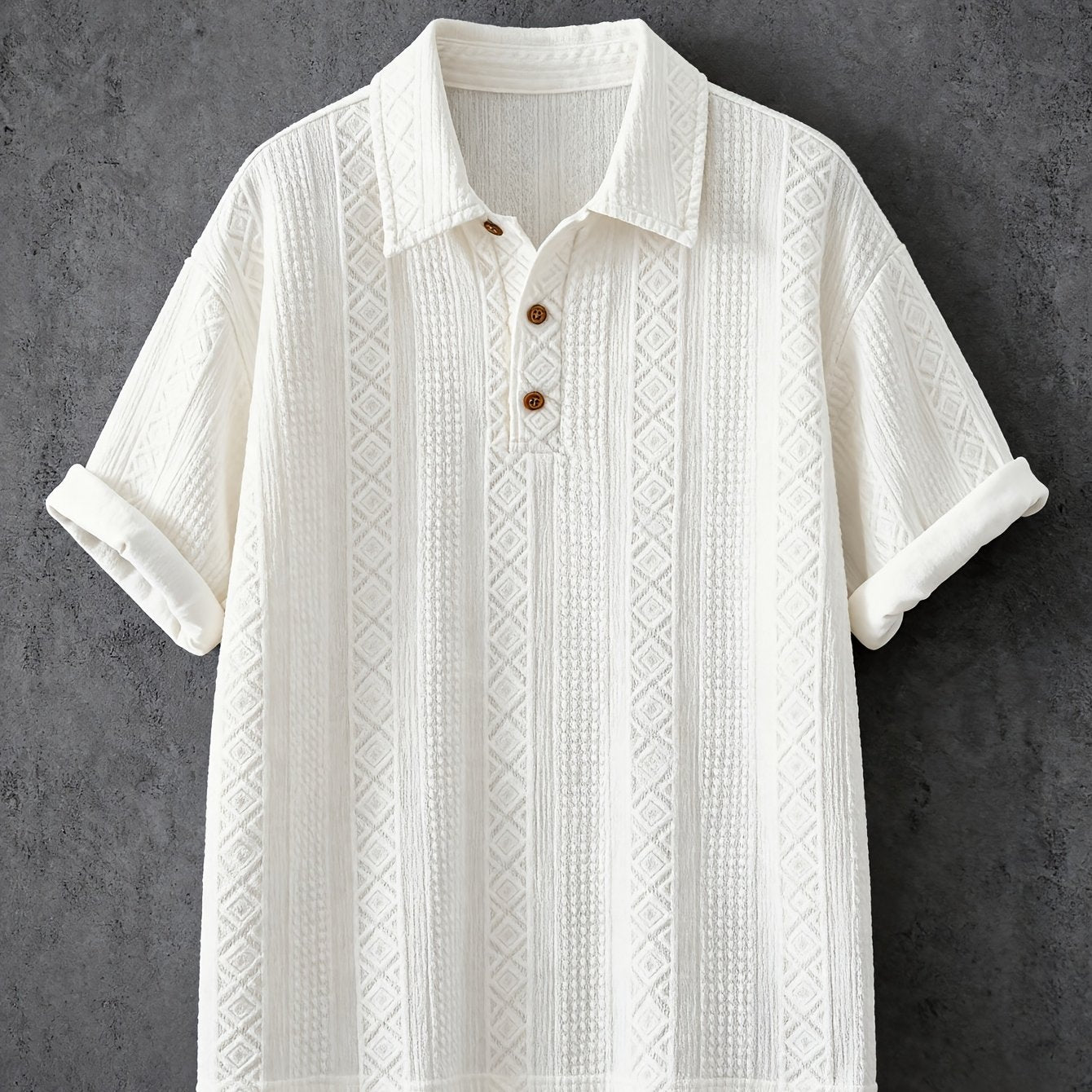 Herren Polohemd mit geometrischer Stickerei und Struktur – Stilvolles Freizeitshirt