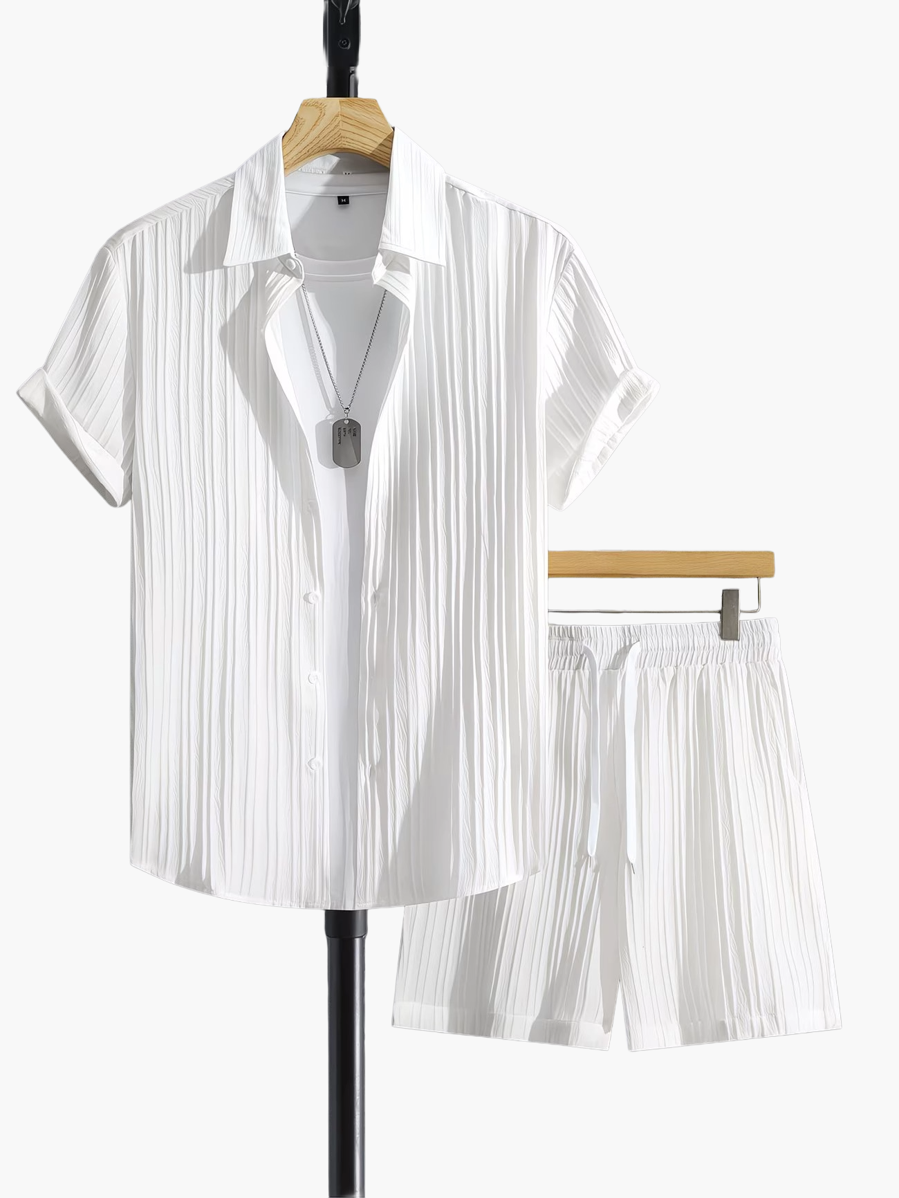 Herren Freizeit Set – Kurzarm Hemd und Shorts, Moderner Sommer Look, Sportlich und Lässig