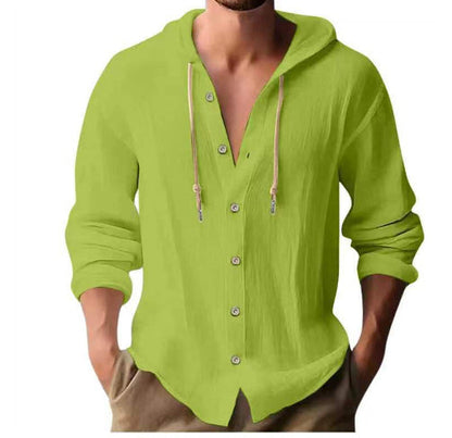 Andy – Kapuzenpullover aus Baumwollmischung – Veganes Leinen mit Knopfleiste