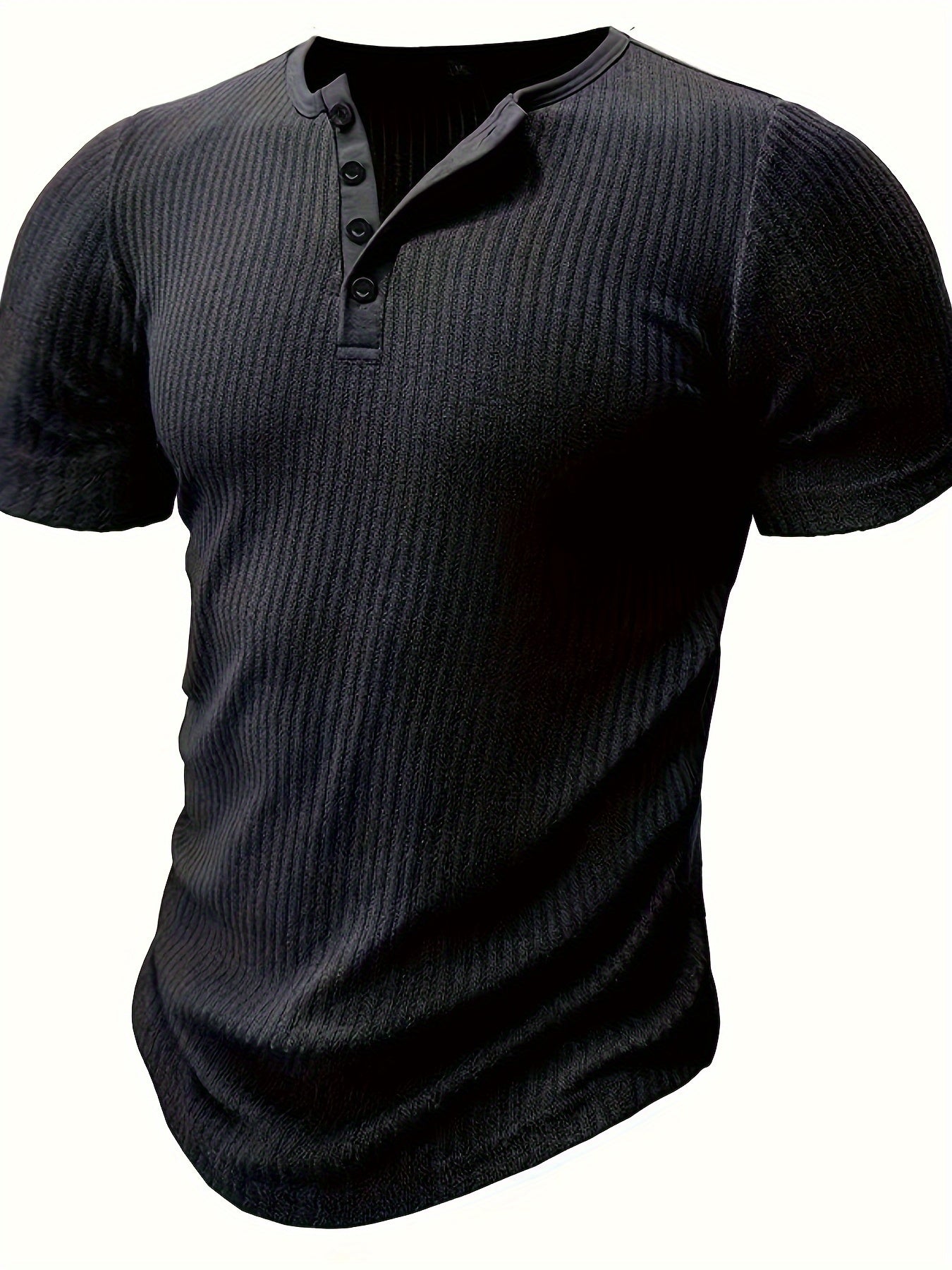 Herren Henley T-Shirt Kurzarm Gerippt Freizeitshirt – Stilvoll für Alltag und Freizeit