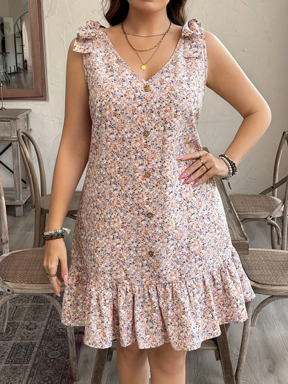 Damen Sommerkleid Elegant Freizeitkleid mit Knopfleiste und Volant – Ideal für Alltag und Ausgehen