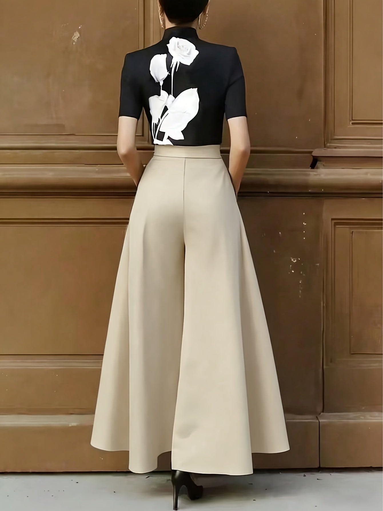 Damen Weite Palazzo-Hose Elegant Modern Business Look