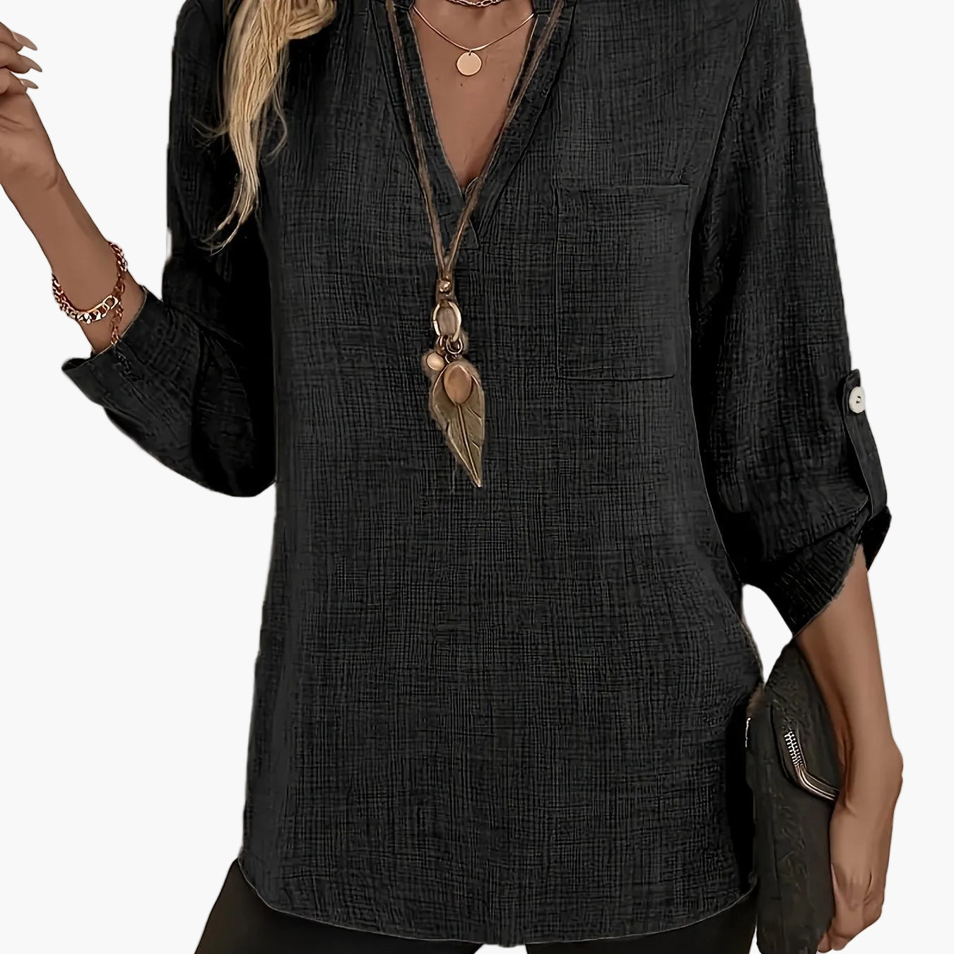 Damen Tunika-Bluse im legeren Boho-Stil für Alltag und Büro
