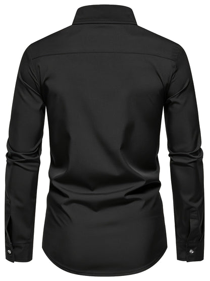 Herren Slim Fit Freizeithemd mit Kontrastdetails – Modernes Business & Casual Hemd, Langarm
