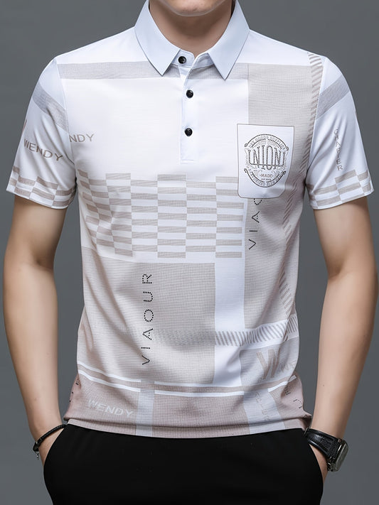 Herren Poloshirt mit modernem Grafikmuster und klassischem Kragen – Stilvolles Kurzarmshirt für Alltag und Freizeit