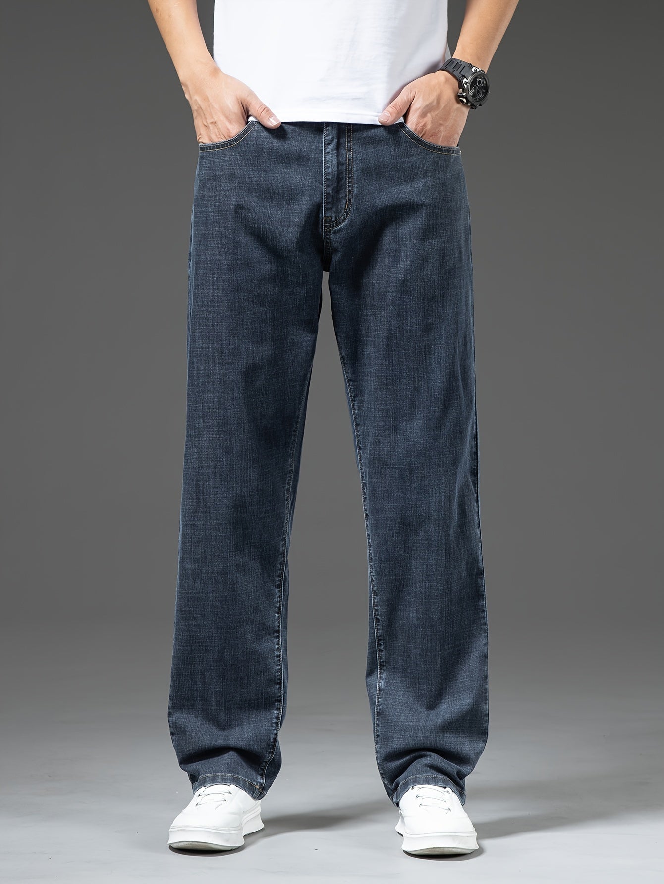 Herren Weite Jeans Straight Fit – Lässige Basic Denim Hose für Alltag & Freizeit