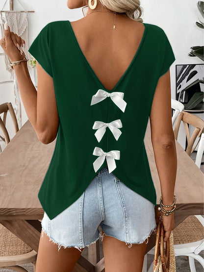 Damen Top mit tiefem Rückenausschnitt und Schleifen, eleganter Sommer-Look