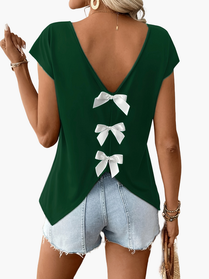 Damen Top mit tiefem Rückenausschnitt und Schleifen, eleganter Sommer-Look