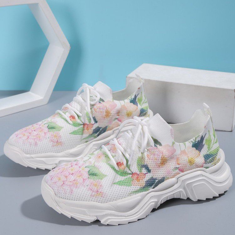 Heather – Lässige Blumen Sportschuhe Damen Flachboden Übergröße