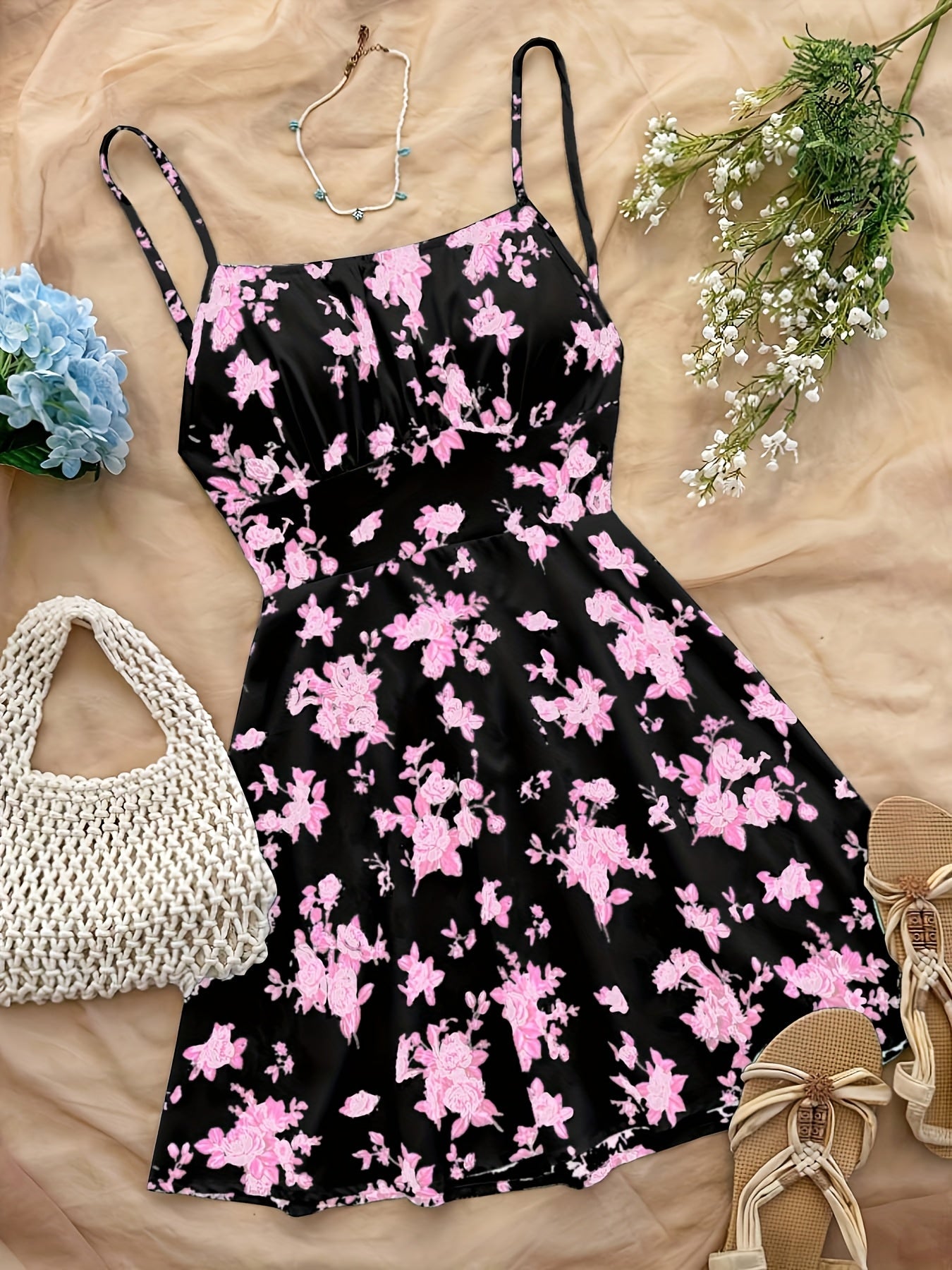 Damen Sommerkleid mit Blumenmuster im Boho-Stil – Perfekt für Urlaub & Freizeit
