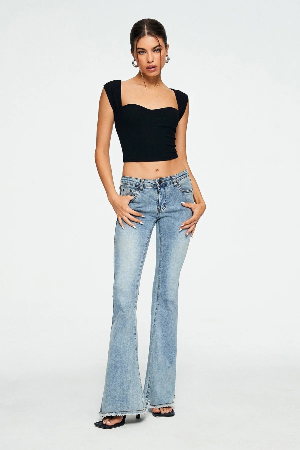 Tamara – Geripptes ärmelloses Crop Top mit Sweetheart-Ausschnitt