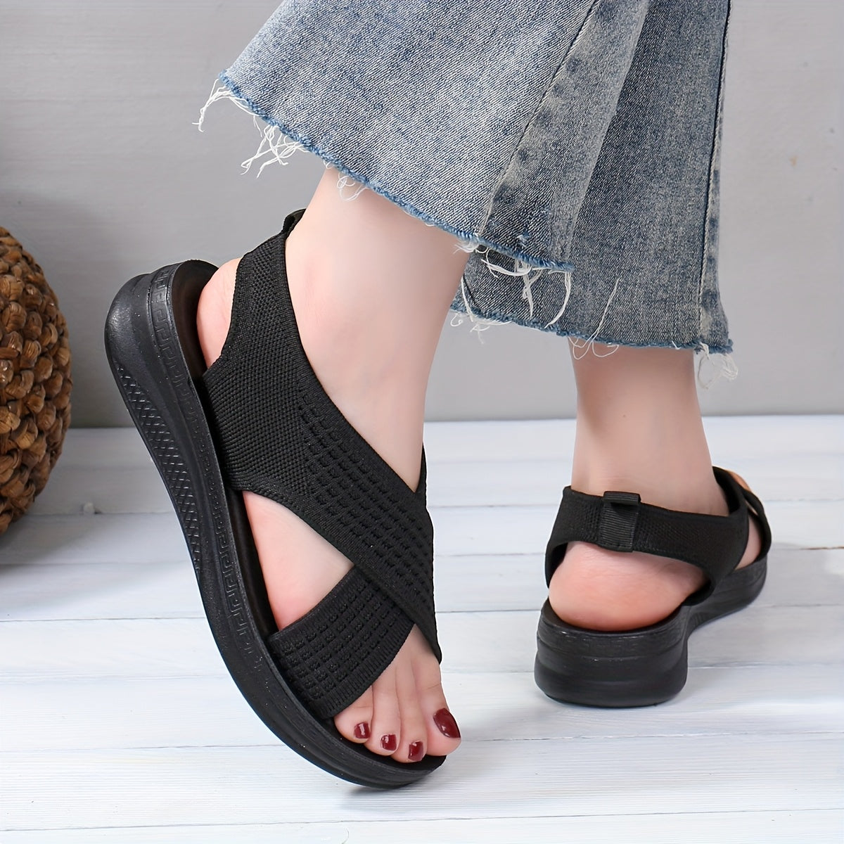 Damen Komfort-Slingback-Sandalen mit Kreuzriemen für Alltag und Freizeit