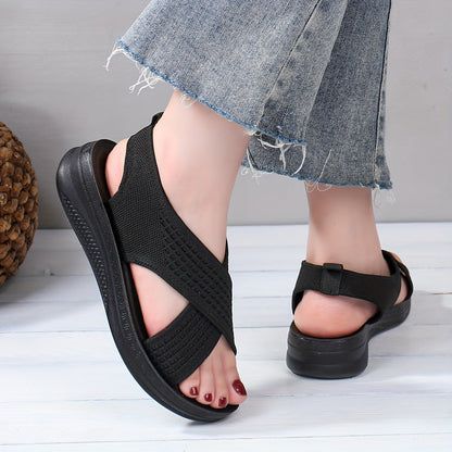 Damen Komfort-Slingback-Sandalen mit Kreuzriemen für Alltag und Freizeit