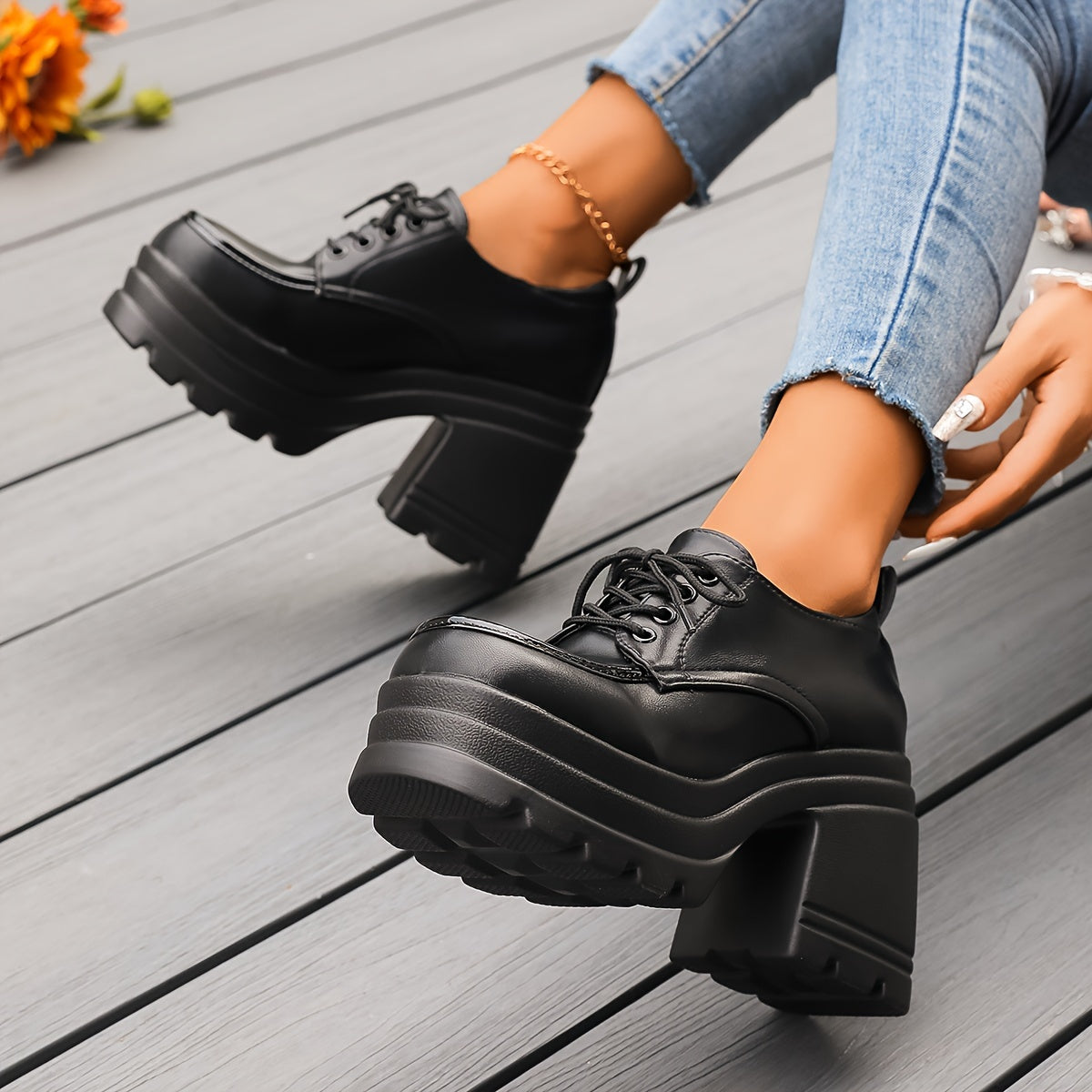 Damen Plateauschuhe Schnür-Oxford Retro Stil Modisch Alltag & Ausgehen