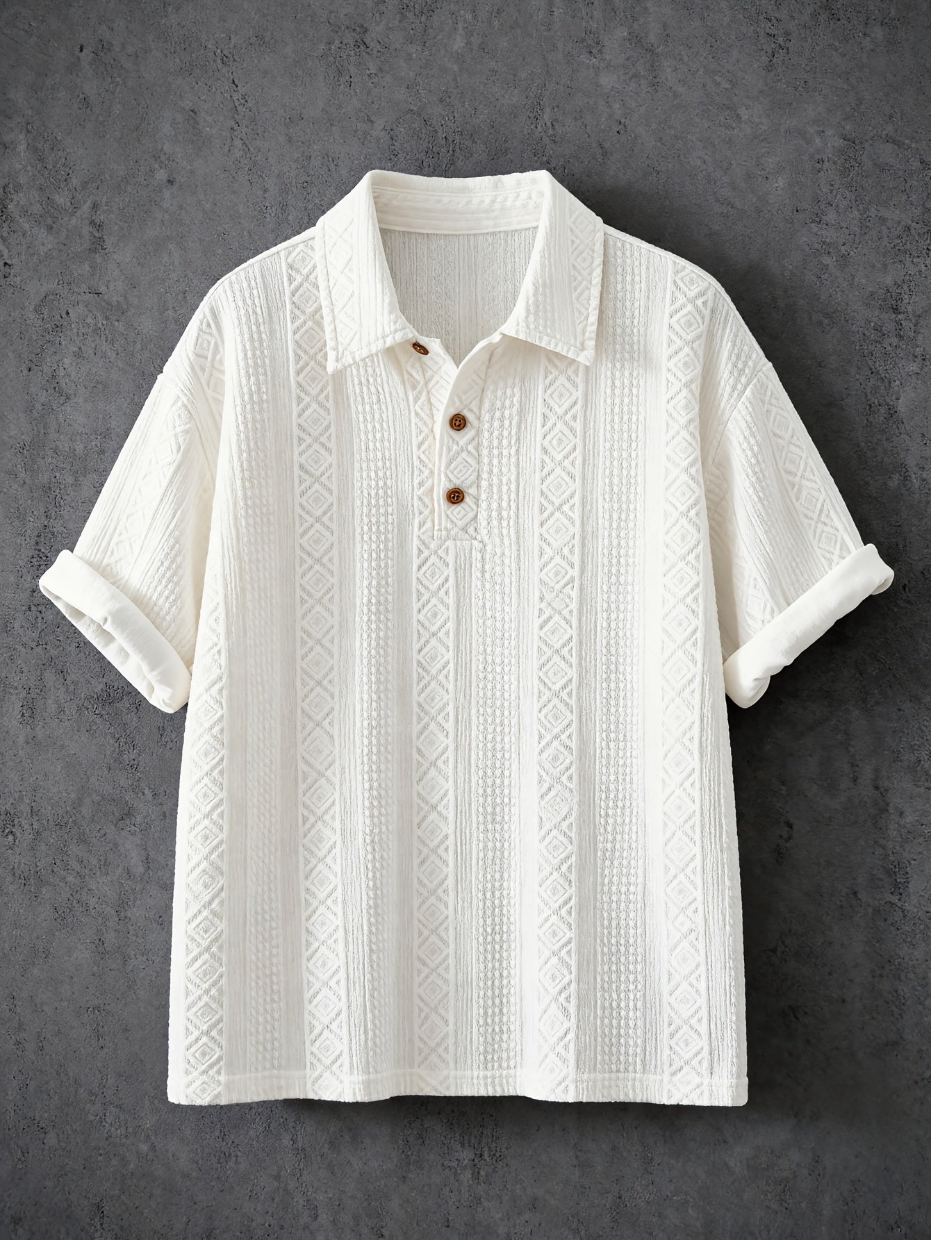 Herren Polohemd mit geometrischer Stickerei und Struktur – Stilvolles Freizeitshirt