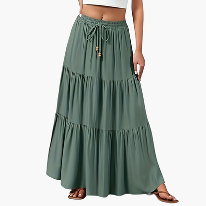 Damen Boho Maxirock mit Kordelzug – Lässiger Sommerrock für Freizeit und Strand