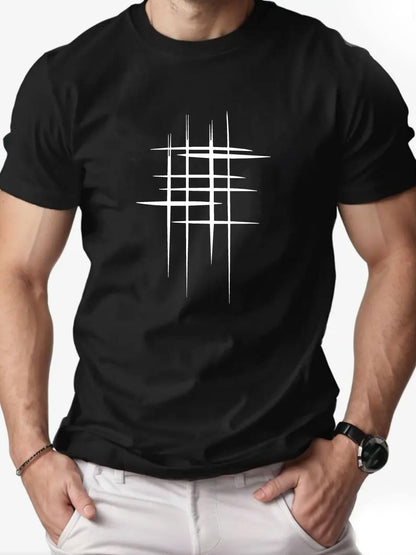 Herren Grafik T-Shirt mit modernem Linien-Design – Lässiges Statement für Alltag und Freizeit