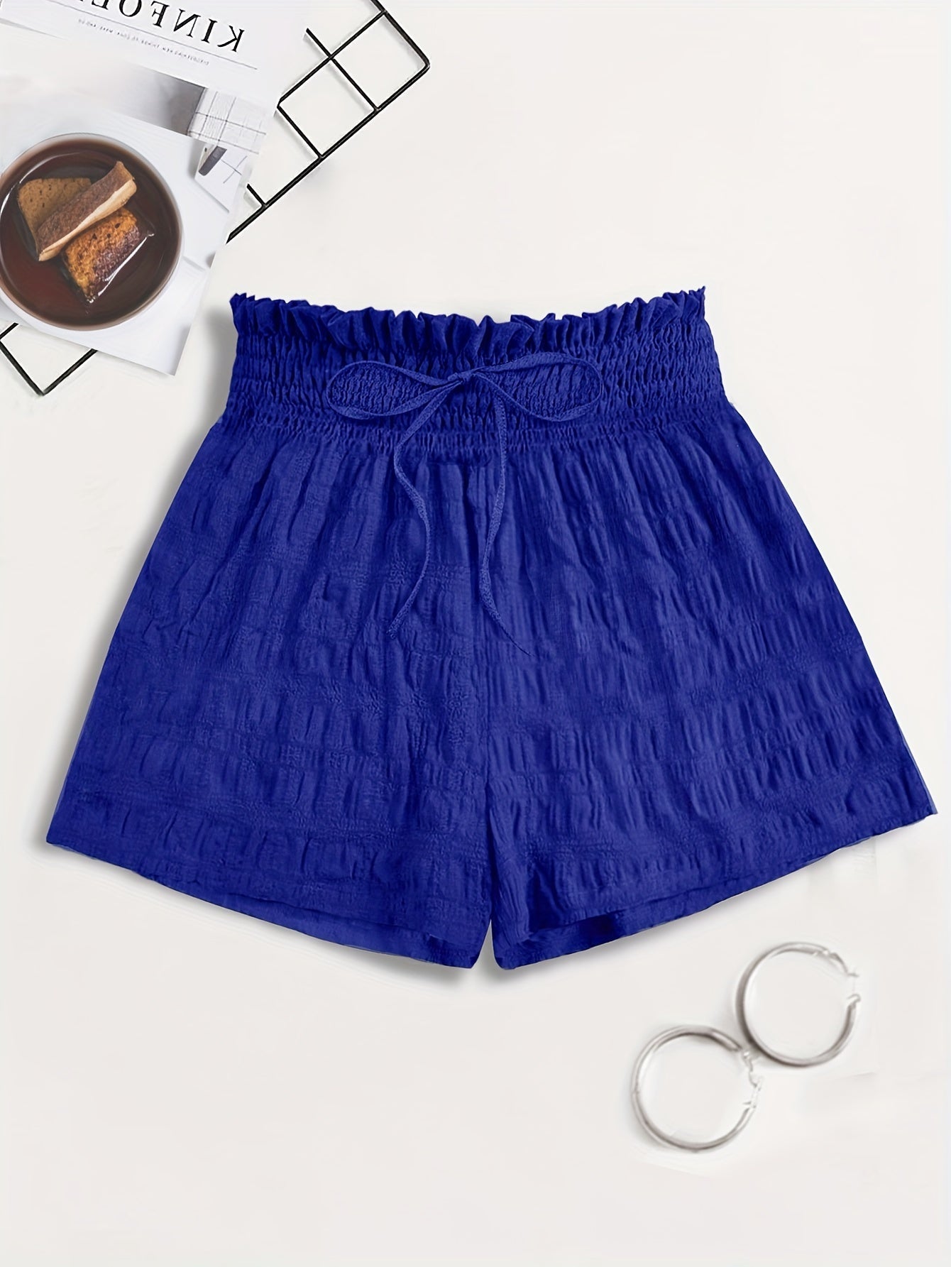 Damen Sommer-Shorts mit Paperbag-Bund und Kordelzug, Freizeit Trendshorts