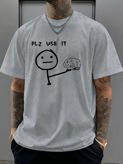 Herren Fun T-Shirt mit Meme Print – Lustiges Statement "PLZ USE IT" – Casual Streetwear