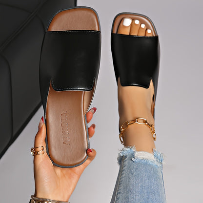 Damen Slip-On Sandalen mit eckiger Spitze – Moderner Look für Alltag und Freizeit
