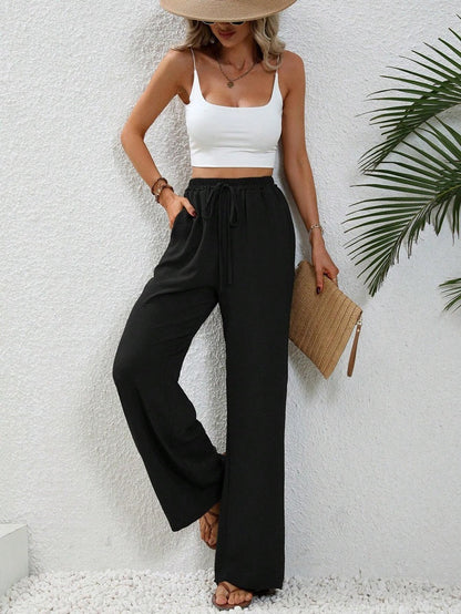 Stephanie – Weit geschnittene Damenhose mit Kordelzug und Taschen