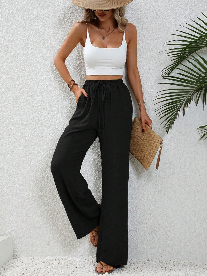 Stephanie – Weit geschnittene Damenhose mit Kordelzug und Taschen