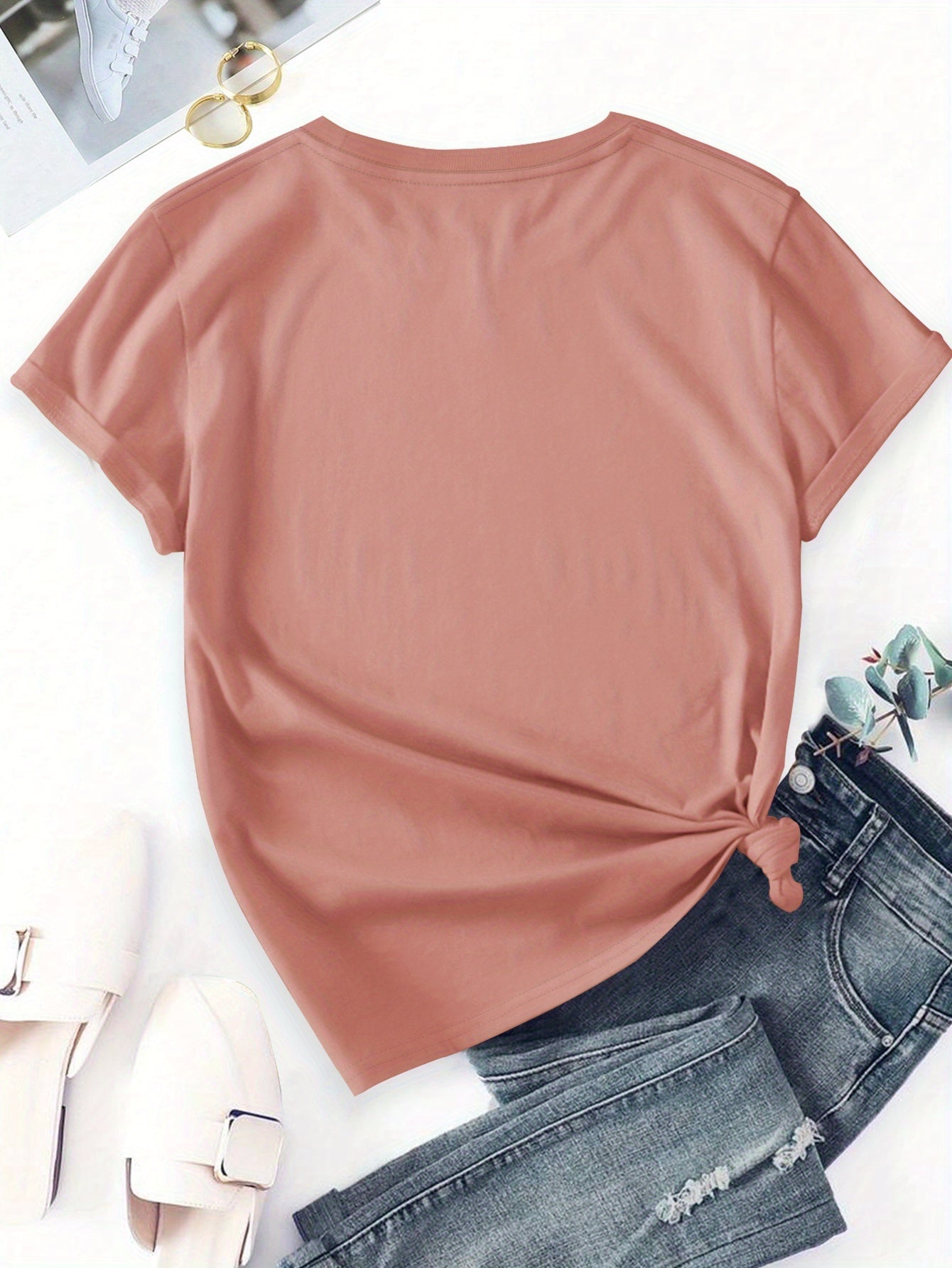 Damen T-Shirt mit Wildblumen-Print – Künstlerisches Blumenmotiv, Kurzarm, Modern Freizeitstil