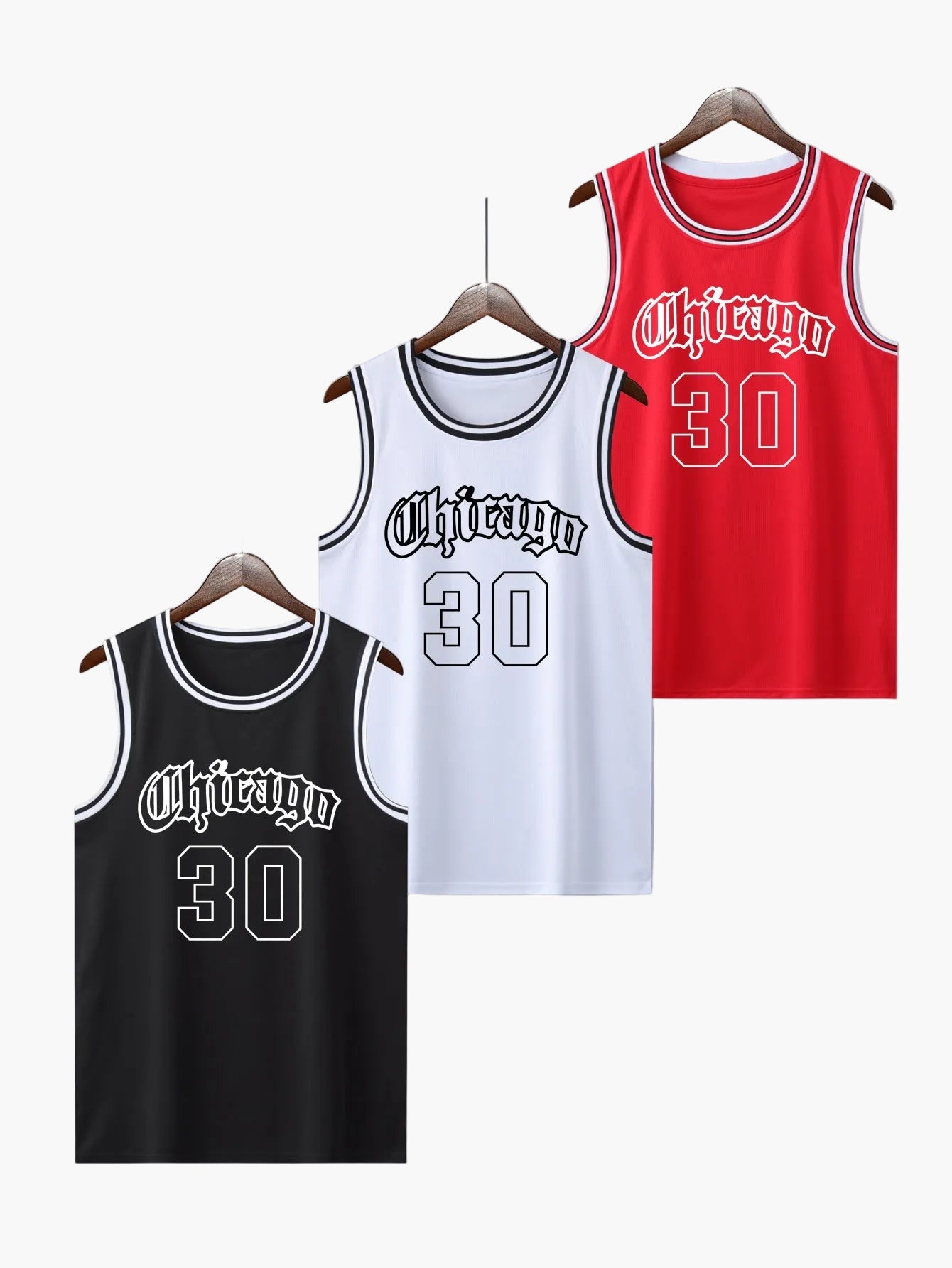 Herren Basketball Tanktop Set Vintage Streetwear Chicago 30 – Sportliche Trainingsshirts