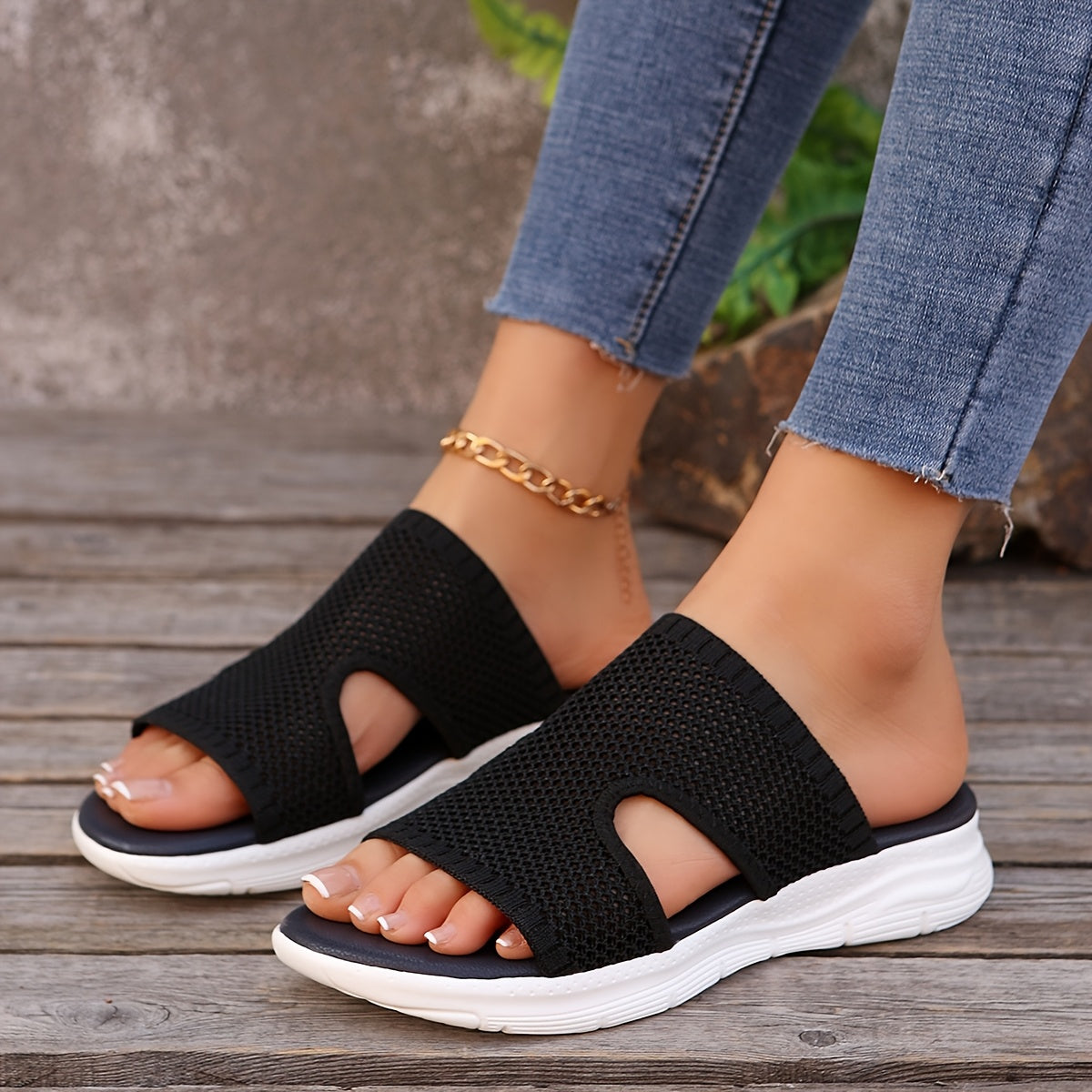 Damen Komfort Slip-On Sportsandalen für Freizeit und Alltag