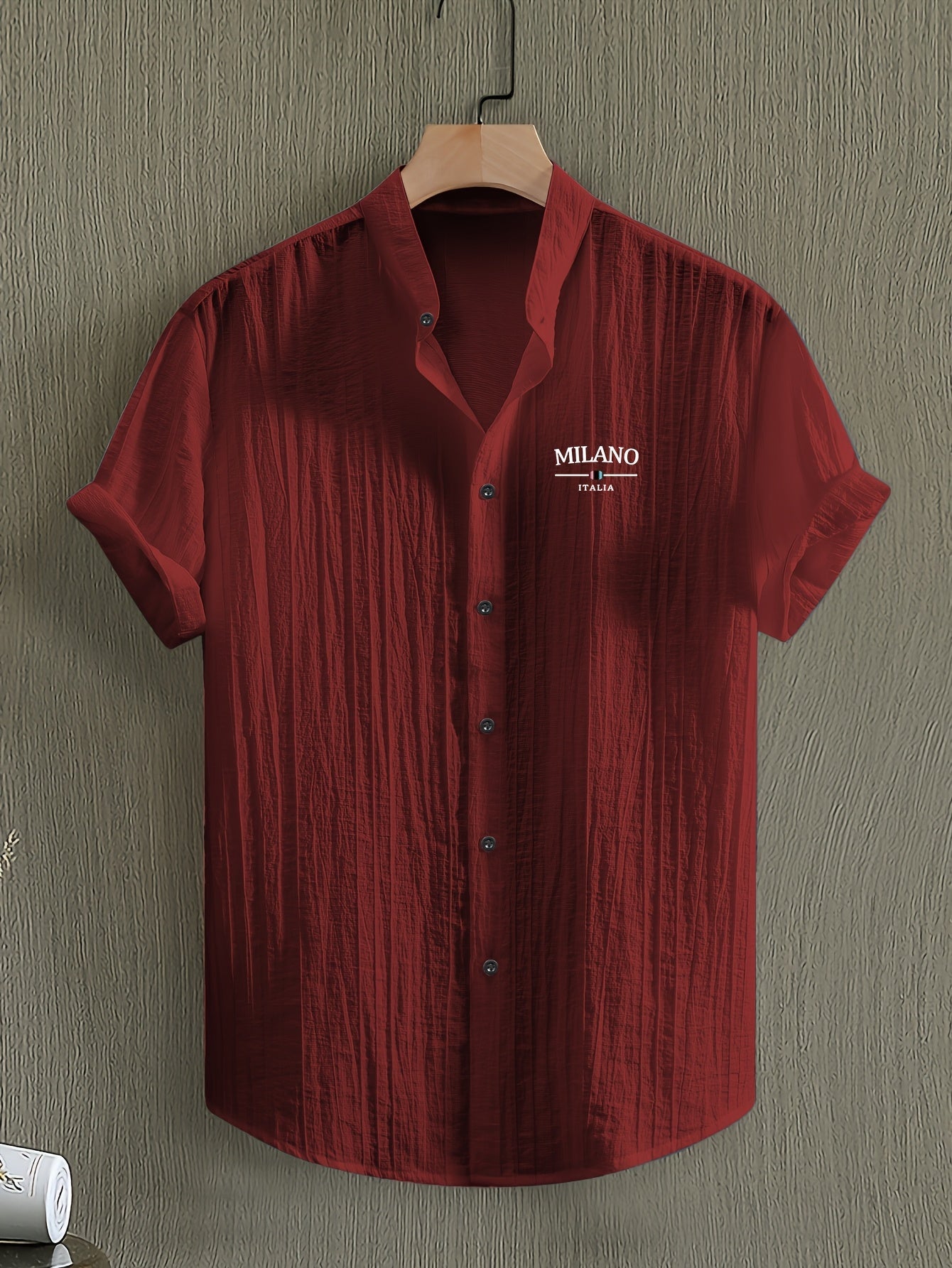 Herren Freizeit Hemd mit Stehkragen und Milano Print – Modernes Sommerhemd für Alltag & Urlaub