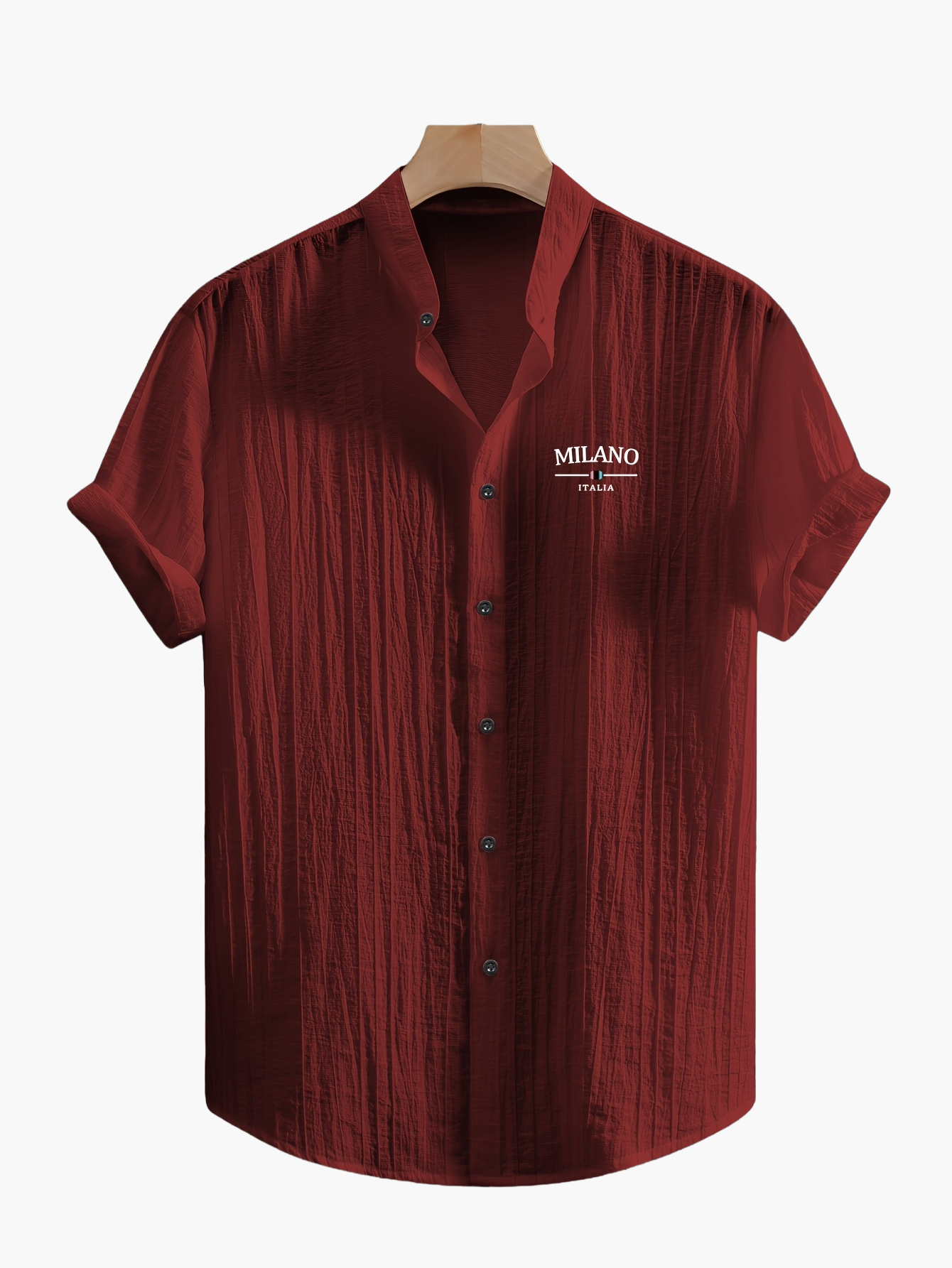 Herren Freizeit Hemd mit Stehkragen und Milano Print – Modernes Sommerhemd für Alltag & Urlaub