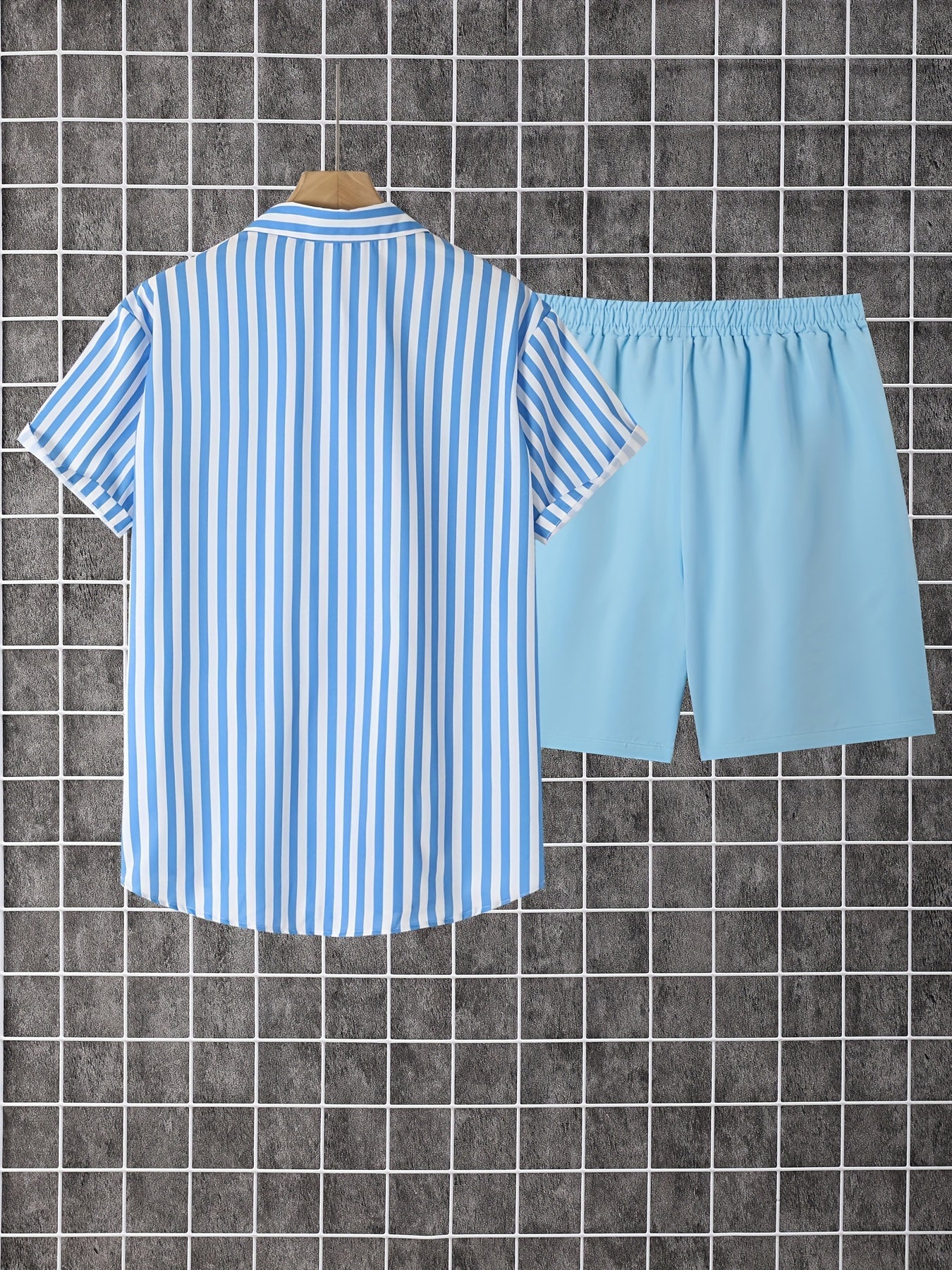 Herren Freizeit Set – Gestreiftes Hemd mit Shorts, Moderner Sommer-Look